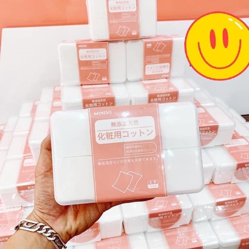 Bông tẩy trang Miniso Nhật 1000 miếng siêu mềm mịn