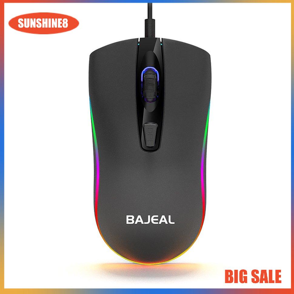 【SUN】Wire Mouse 1600DPI Optical 4 Keys USB RGB Backlight Desktop Gaming Mouse