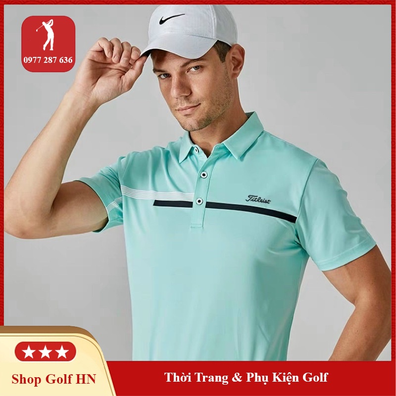 Áo đánh golf nam Titleist ngắn tay thoáng khí chống nhăn thể thao cao cấp