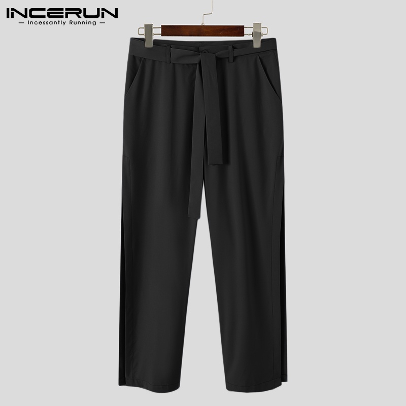 Quần dài Incerun xẻ tà bên hông có 3 màu thời trang kèm thắt lưng dành cho nam