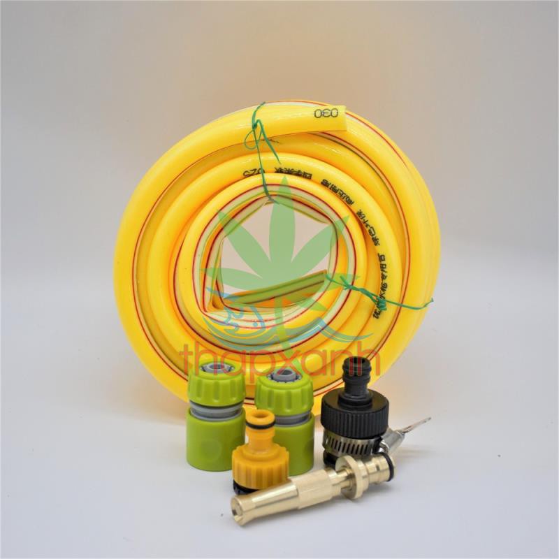 Bộ vòi xịt nước tưới cây, Rửa xe BDT-6233 Vòi đồng VOI-6 + 15m dây 16mm