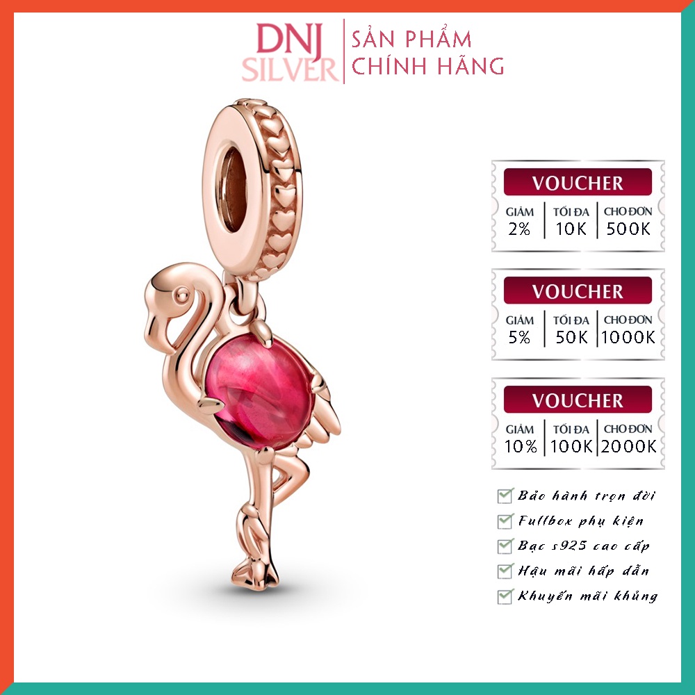 [Hàng cao cấp] Charm bạc 925 cao cấp, hàng chuẩn bạc - Charm Pink Murano Glass Flamingo thích hợp để mix vòng tay charm