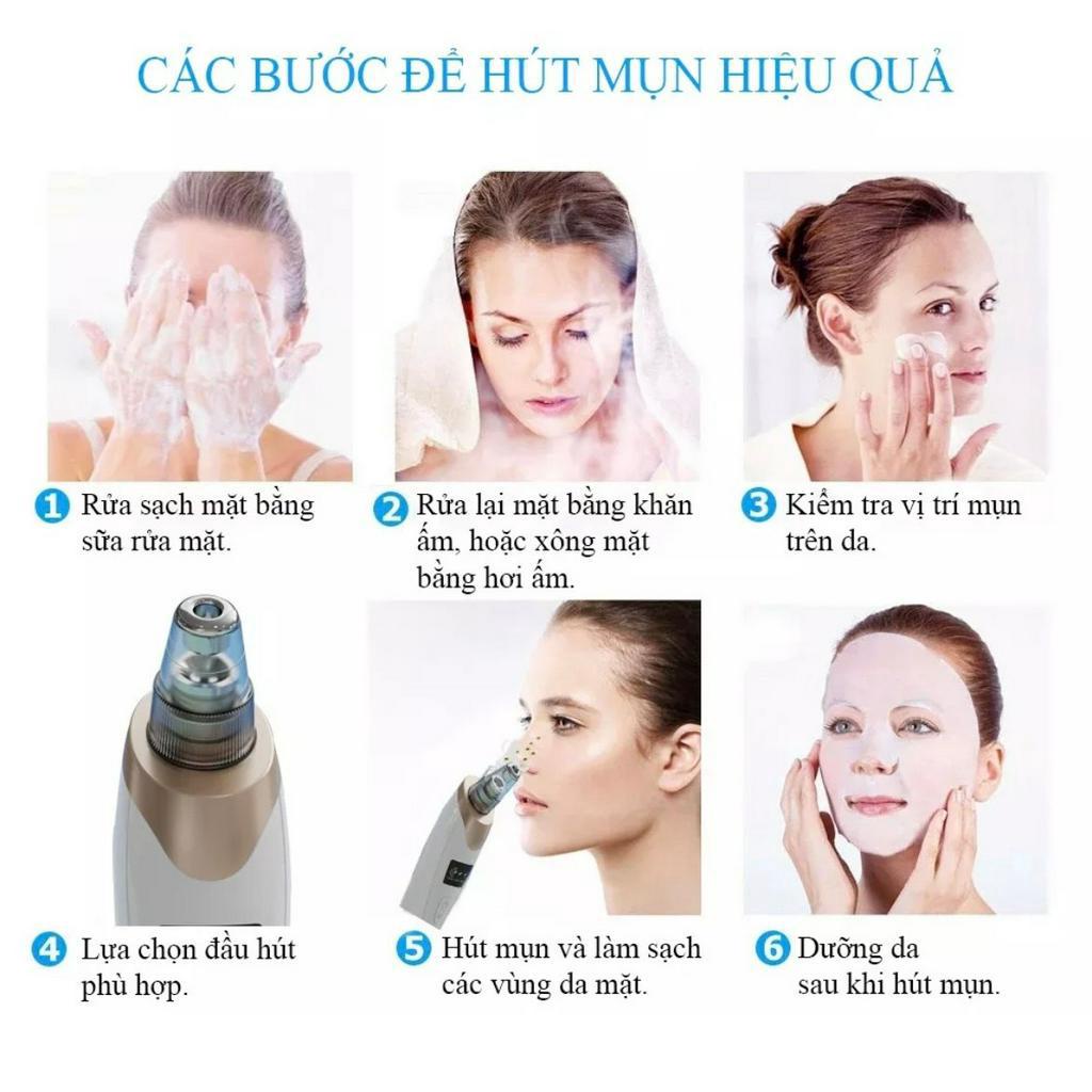 [Cao Cấp] Máy Hút Mụn Đầu Đen HY9, Máy Hút Mụn Cầm tay mini Có Màn Hình LED Kèm Với 5 Đầu Hút Cực Mạnh Hàng Công Ty