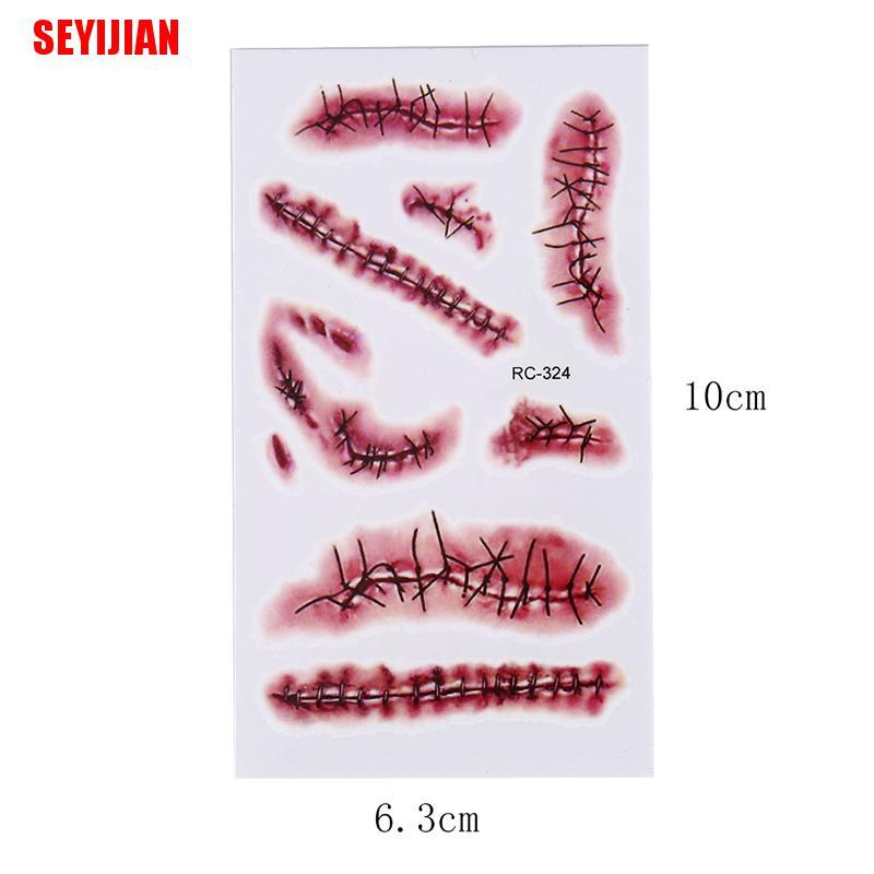Bộ 5 Hình Xăm Dán Vết Sẹo Kinh Dị Hóa Trang Halloween