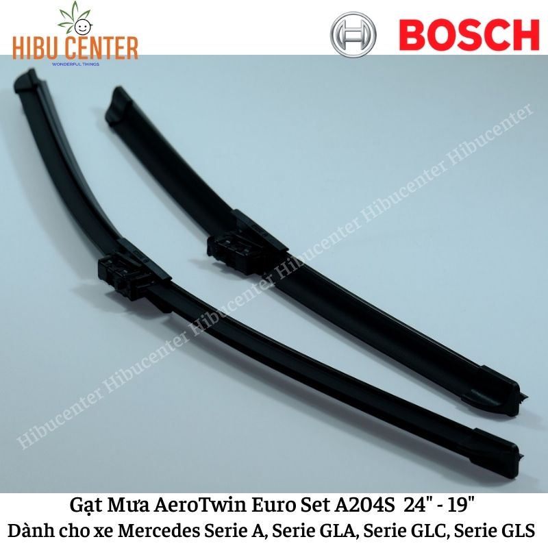 Gạt Mưa BOSCH AeroTwin Euro Set A204S Kích thước 24”/60cm – 19”/47.5cm | Dành cho Xe Mercedes A, GLA, GLC, GLS | Hibu