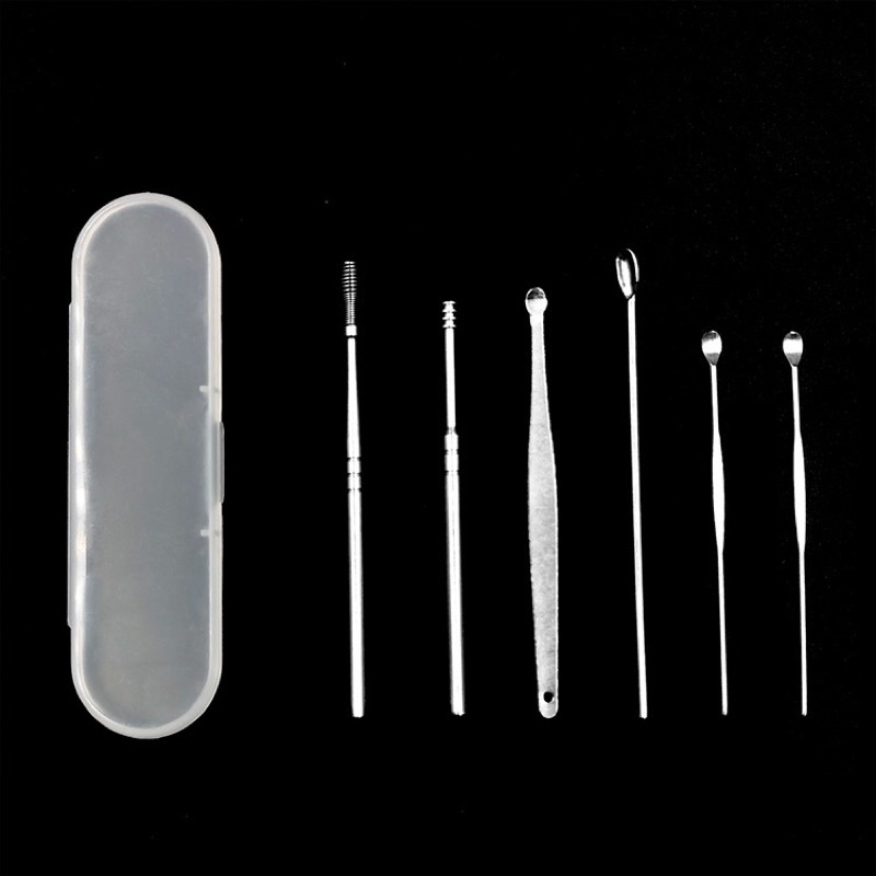Dụng cụ lấy ráy tai -INOX 5 món 🎀SALE🎀 Lấy ráy tai -5 món cao cấp bằng thépdụng cụ vệ sinh tai