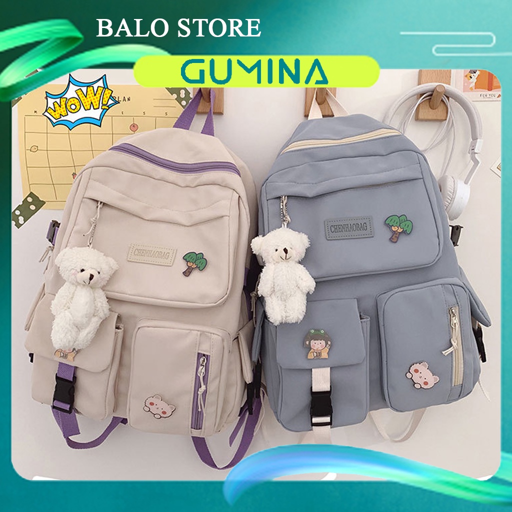 Balo Nữ Đi Học Ulzzang New Hot Tặng Sticker Cặp Chất Đẹp Rẻ - GUMINA