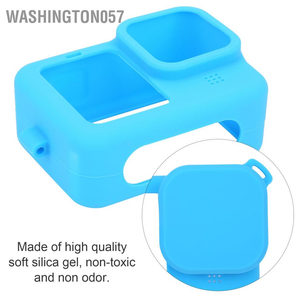 Washington057 Soft Silicone Protective Case Cover Safety Wrist Lanyard with Camera Lens Cap for GoPro 9