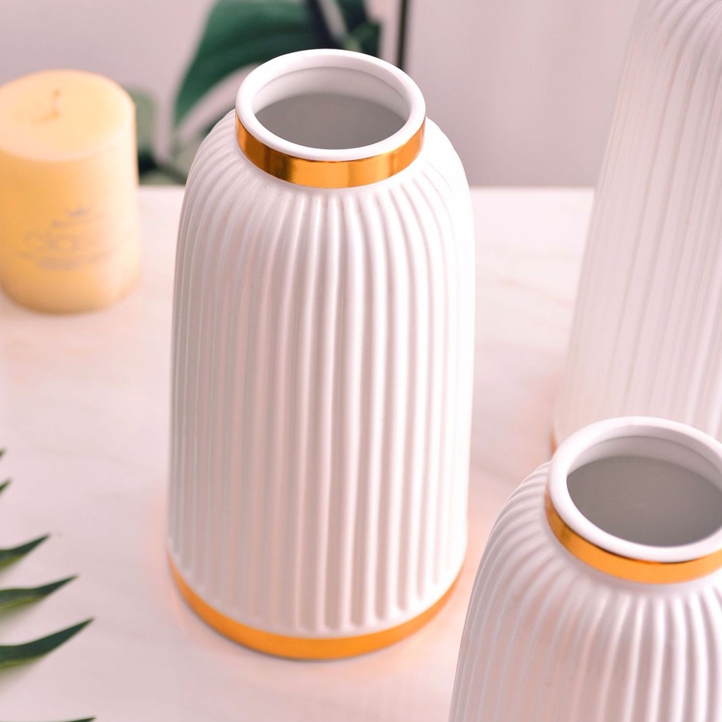 Lọ hoa decor bằng gốm Qhouse , bình hoa trang trí phòng khách để bàn làm việc độc đáo