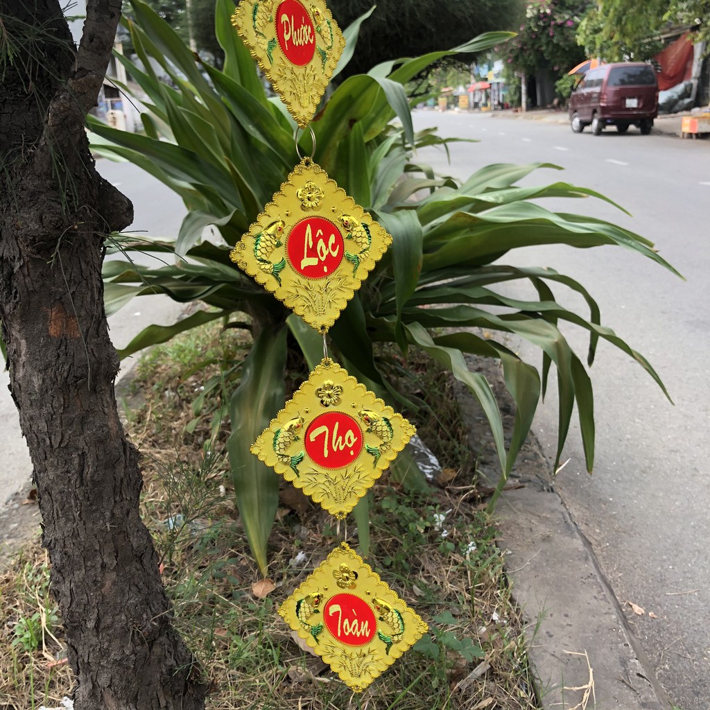 Dây treo chữ trang trí tết 4 chữ cá và trúc B05 (giá bán 1 dây)