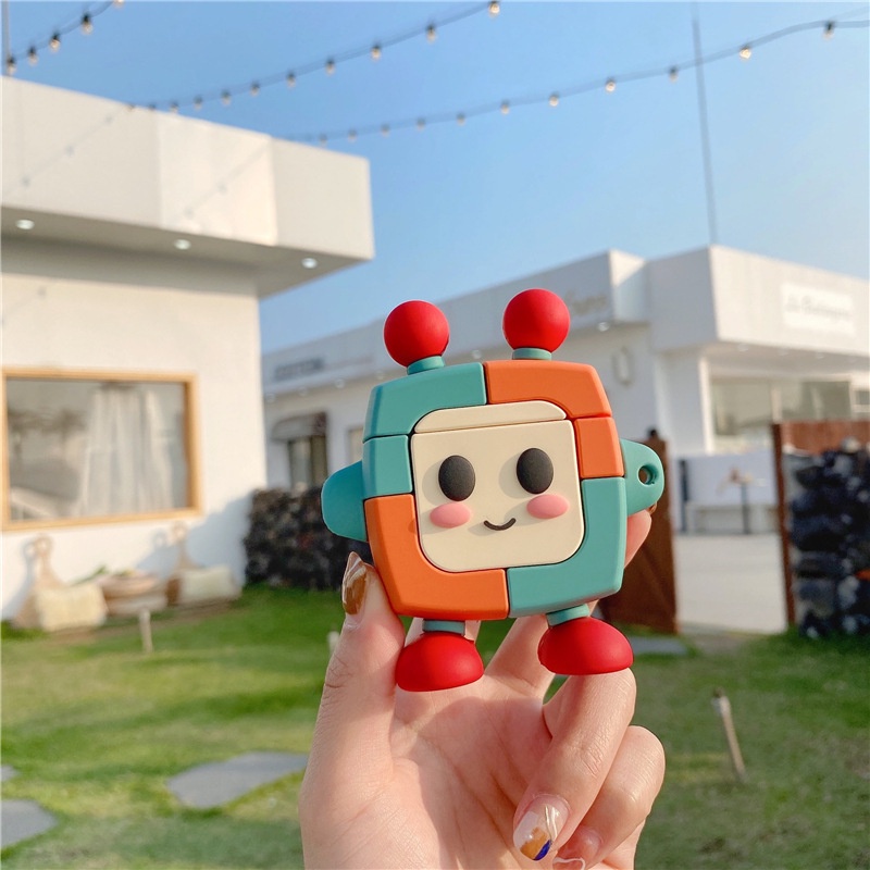 Vỏ bảo vệ hộp sạc tai nghe SPRISE silicon mềm họa tiết robot hoạt hình thích hợp cho Airpods 2/3/Pro