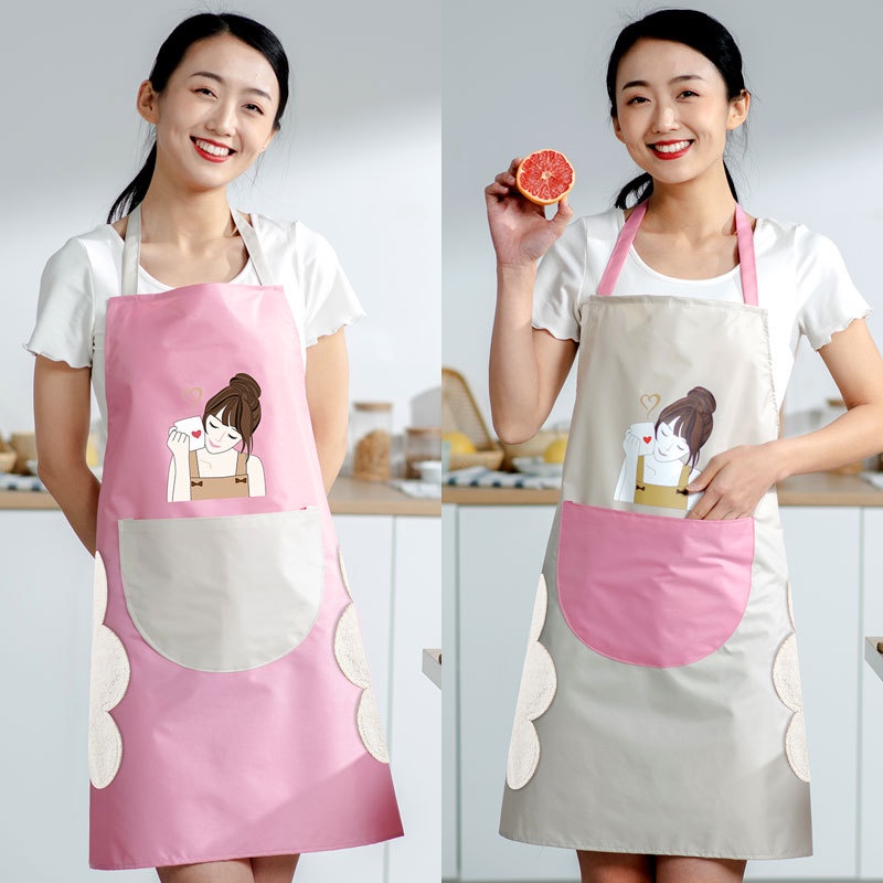 Tạp Dề Nấu Ăn Chống Thấm Nước Chống Dầu Dễ Thương Cho Nữ