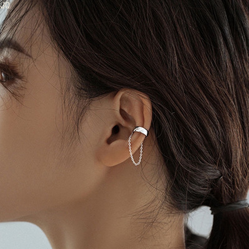 Bông Tai Dạng Kẹp Màu Bạc Không Xỏ Lỗ Đơn Giản Độc Đáo Thời Trang Cho Nữ