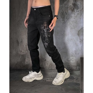  Quần jean nam chất denim đen chrome da đính đá chất chuẩn j2260 