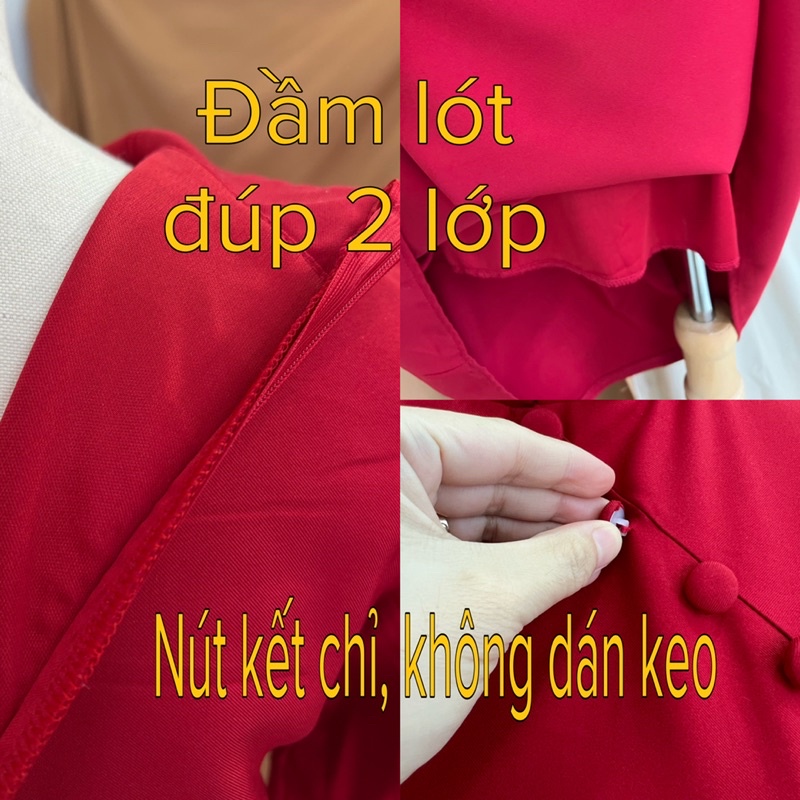 Đầm dự tiệc phối nút bọc cổ cách điệu
