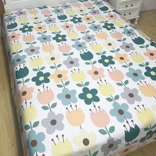 Vải may chăn ga áo gối,gối ôm khổ 2m35 hình bông hoa nền trắng