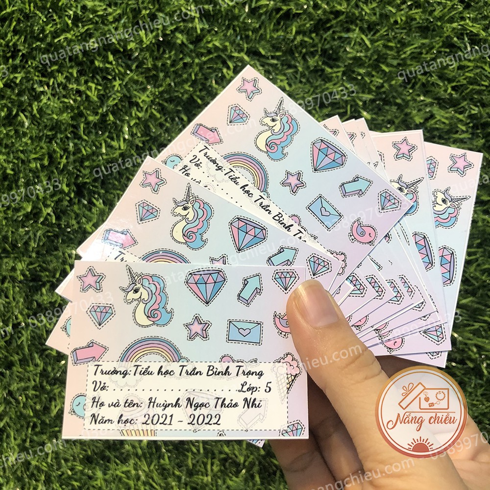 Nhãn dán sách, vở dành cho các bé - Dụng cụ học tập in tên theo yêu cầu - Mẫu nhãn in hình ngựa Pony