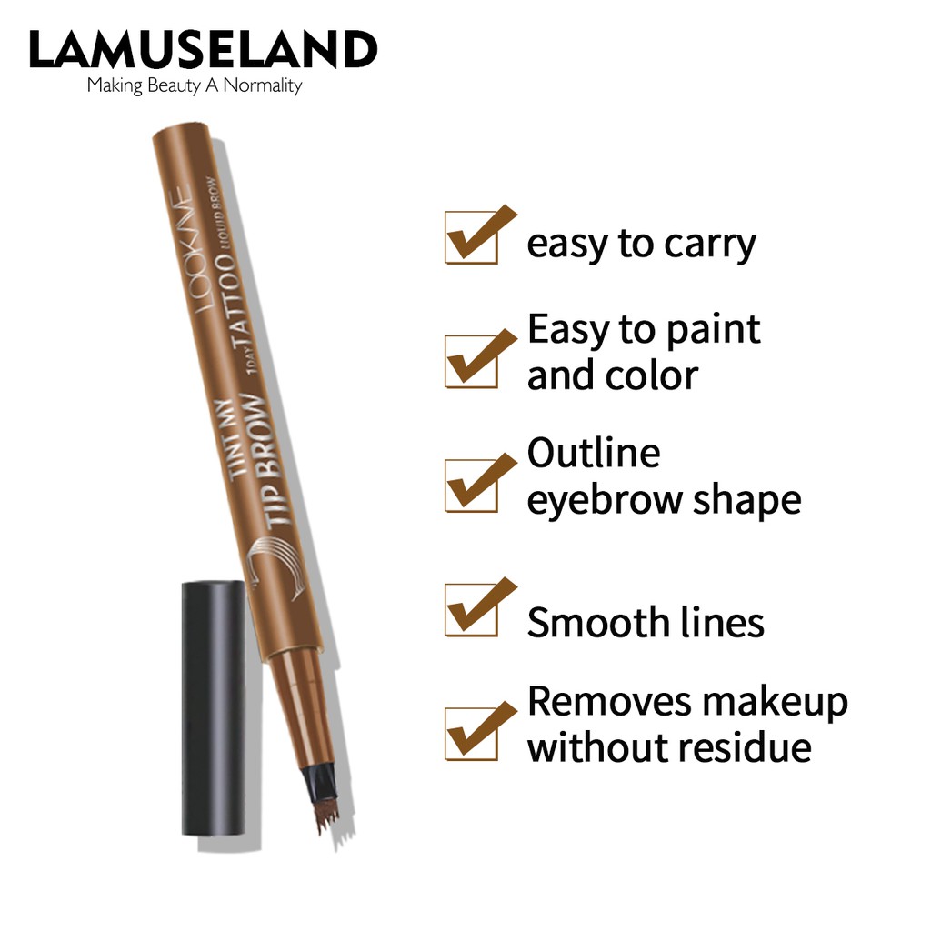 Bút kẻ lông mày Lamuseland LK34E 3D dạng lỏng năm chấu chống nước chống mồ hồi