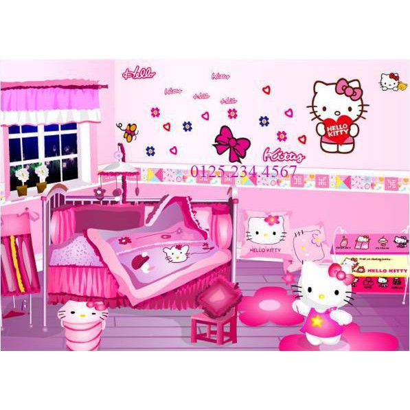 Decal dán tường hello kitty