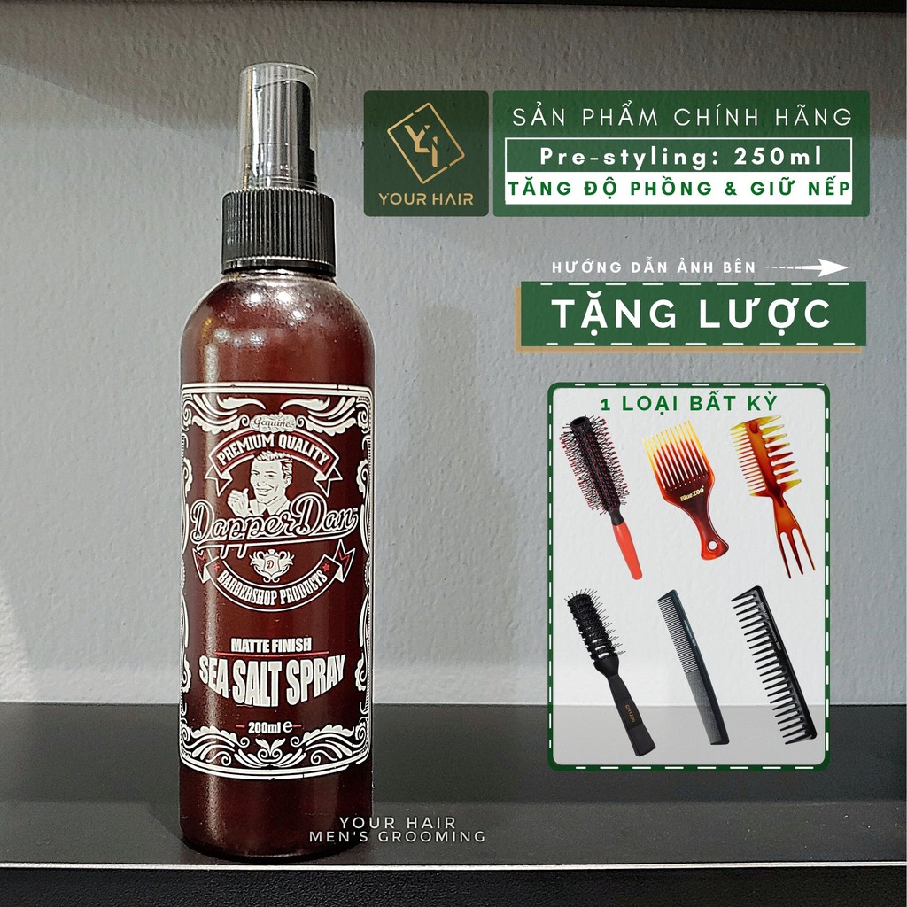 [Tặng Lược] Xịt tăng độ phồng tóc Dapper Dan Sea Salt Spray - 200ml - Chính hãng UK