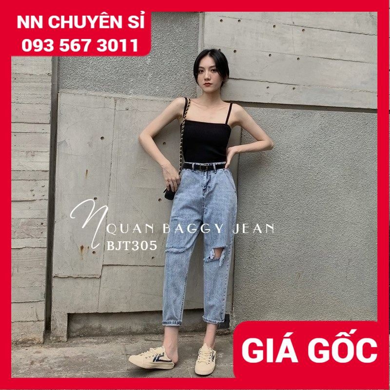 QUẦN BAGGY JEAN RÁCH BJT305 ⚡ẢNH THẬT⚡ QUẦN BAGGY 9 TẤC ⚡ QUẦN JEAN NỮ