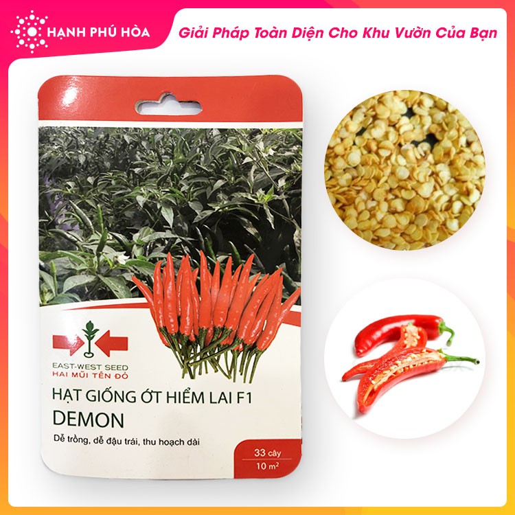 Hạt Giống Cao Cấp Ớt Hiểm Lai F1 Demon Hai Mũi Tên Đỏ - Dễ Trồng, Dễ Đậu Trái, Thu Hoạch Lâu. Gói 100 Hạt