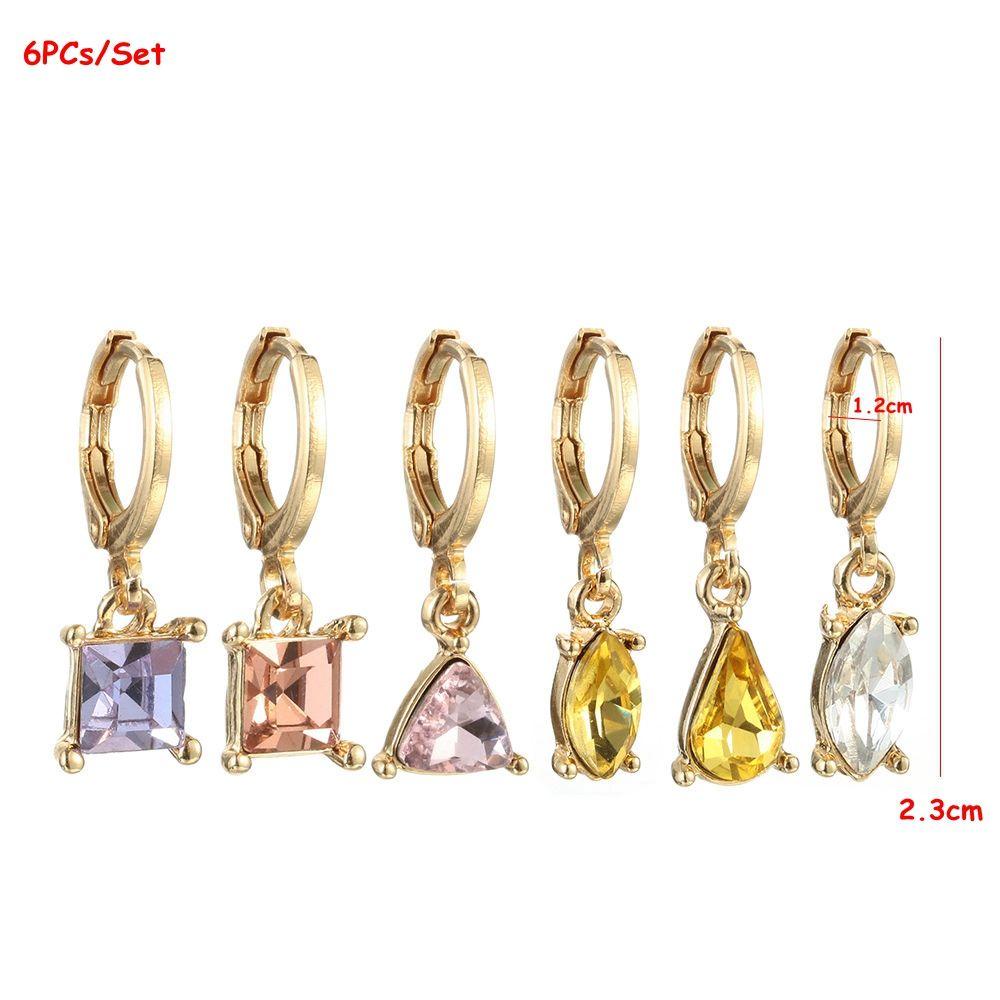 Bộ 6 Khuyên Tai Lủng Lẳng Dự Tiệc|Màu Sắc Thời Trang Citrine Amethyst