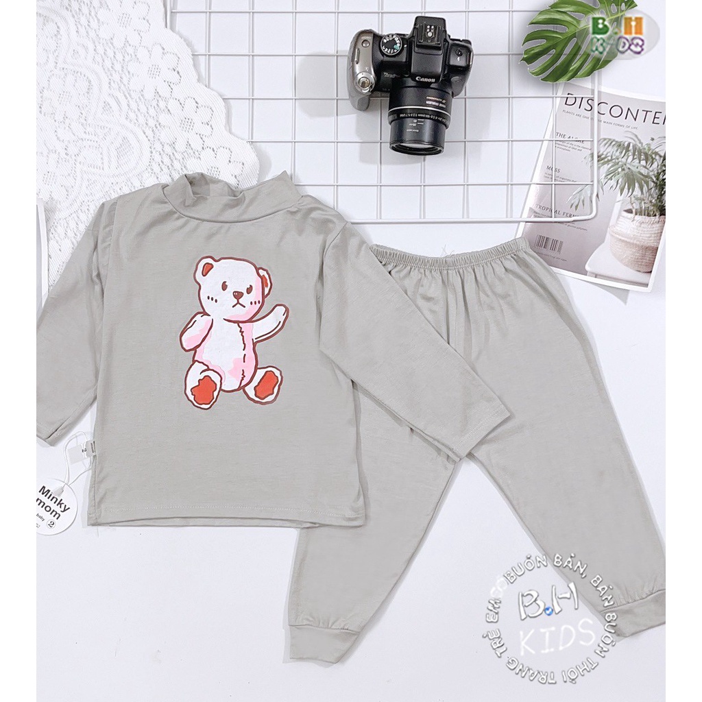 Bộ thun lạnh Minky Mom cổ cao màu sắc đáng yêu cho bé