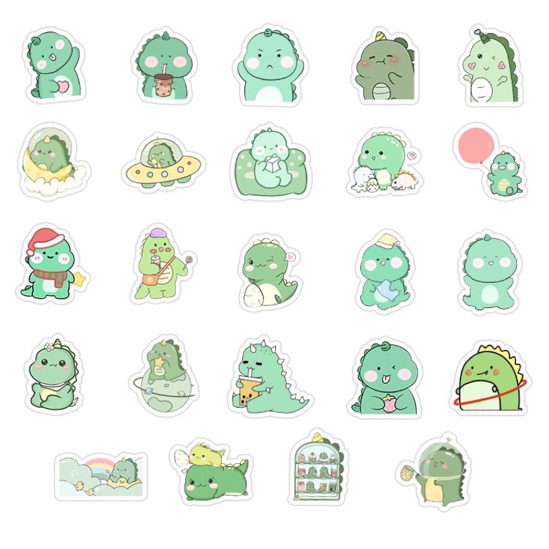Stiker Hình Khủng Long Xanh Cute Không Thấm Nước
