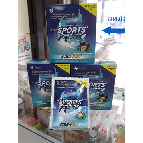 Nước uống bổ sung điện giải Fine Sports drink powder hộp 5 gói vị chanh leo