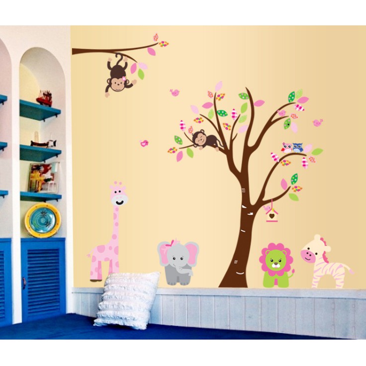 Decal dán tường Cây và Động Vật ( Hàng Cao Cấp )