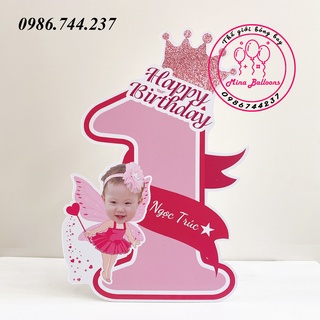 Số 1 tuổi kèm tên và chibi của bé để bàn cao 40cm trang trí sinh nhật