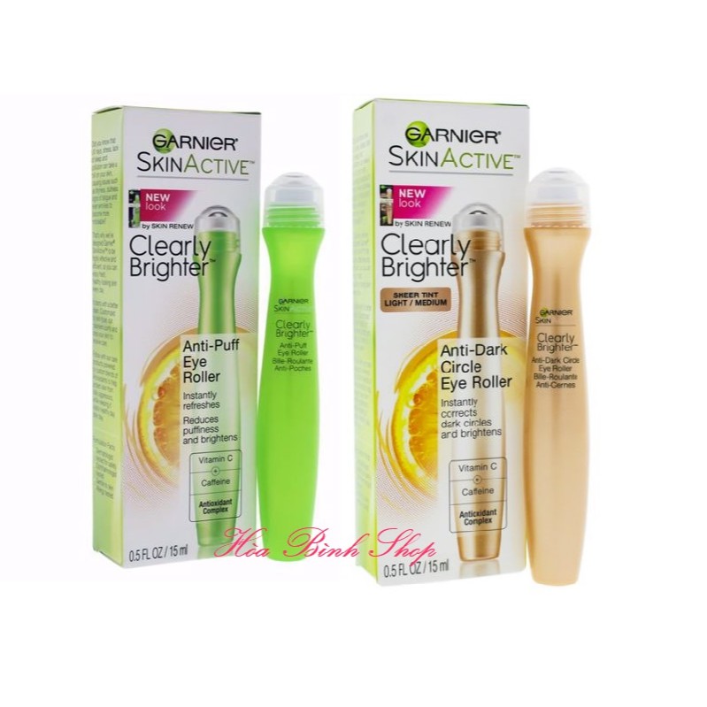 (Hàng Mỹ) Lăn dưỡng mắt mờ thâm Garnier Anti-Dark Circle Eye Roller / Anti-Puff Eye Roller (15ml)