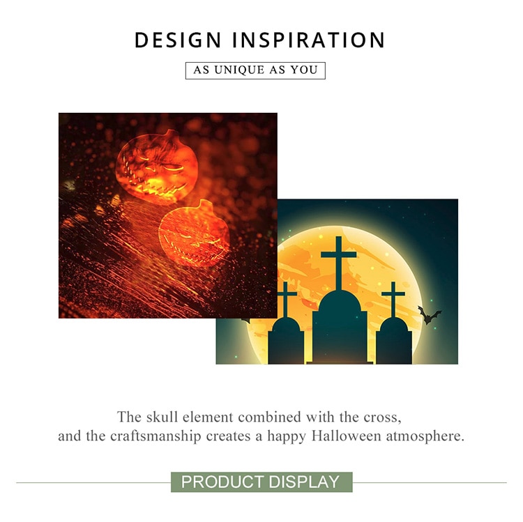 Khuyên Tai Nữ Bamoer BSE419 Mặt Hình Đầu Lâu Và Cây Thánh Giá Bằng Bạc 925 Thật