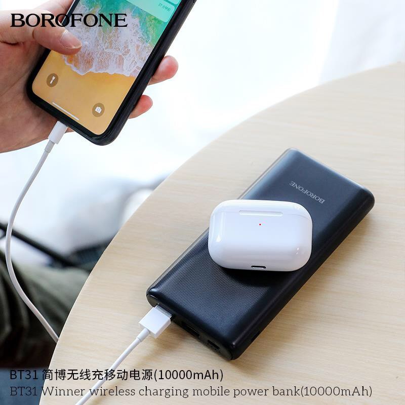 Sạc đề phòng ko Dây Borofone BT31 10000mAh - hỗ trợ Sạc Nhanh PD+QC - Bảo Hành xịn 12 Tháng 32 12
