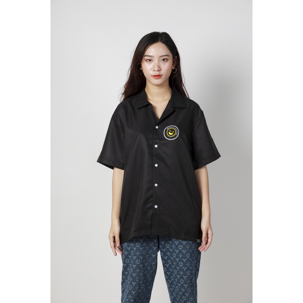 Áo Sơ Mi nam nữ Hoạ Tiết Tay Ngắn Cổ Vest Uniex Thời Trang Vải Lụa Local Brand M Studio