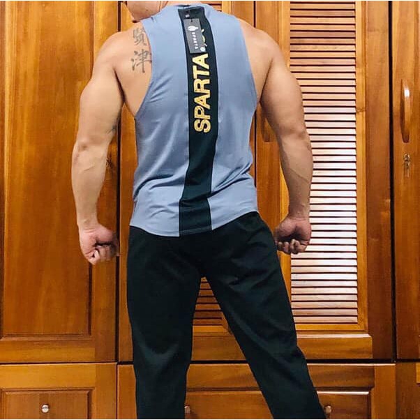 Áo Ba Lỗ  Tập Gym Nam Sparta Dọc Lưng - Áo Tanktop Thể Thao AN01