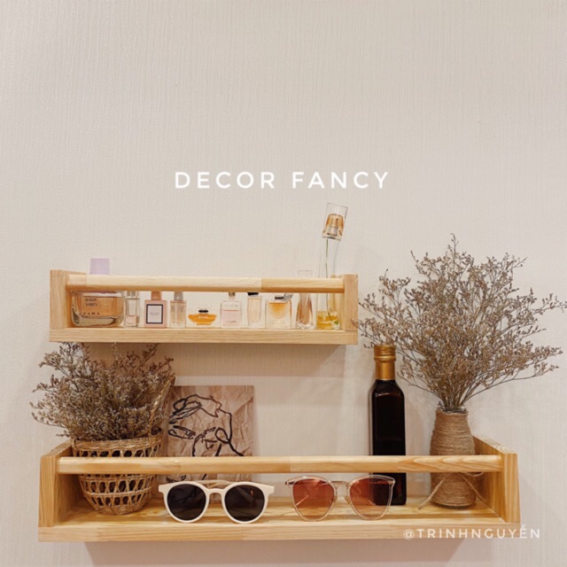 Kệ gỗ chữ U đa năng có 3 kích thước, Kệ gỗ gắn tường tặng vít âm tường - Decor Fancy