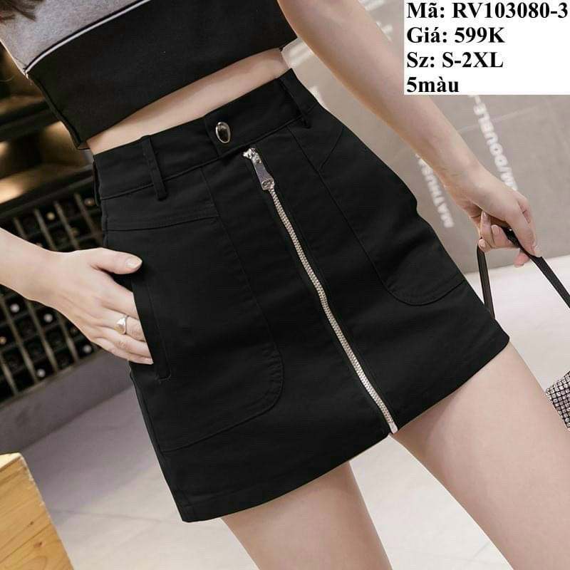 chân váy kaki xinh tươi dây kéo túi to 2 bên