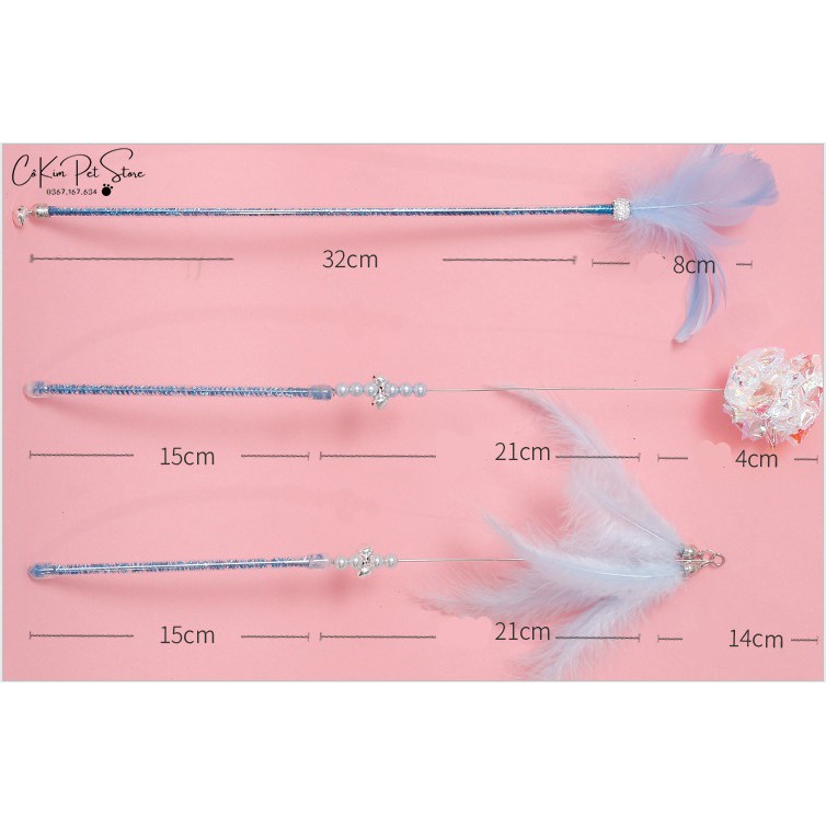 Cần câu mèo có lông vũ cao cấp - set 3 chiếc