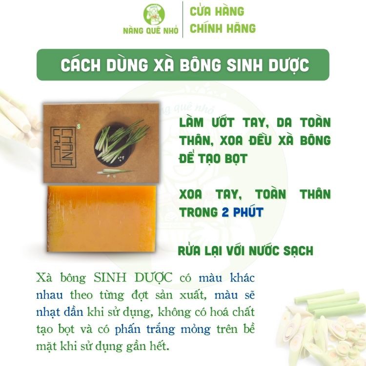 Xà Bông Sả Chanh Xà Bông Sinh Dược Kháng Khuẩn Trắng Da Giảm Stress 100gr