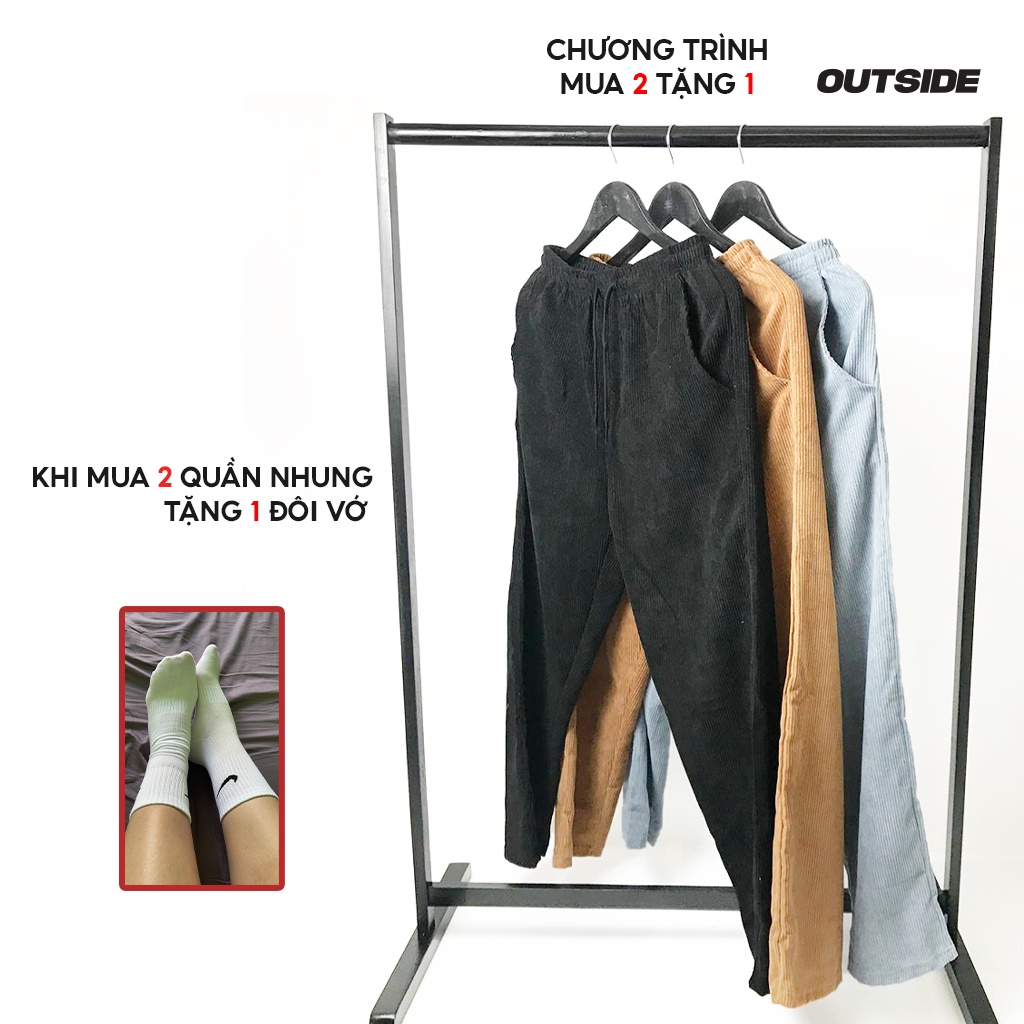 Quần nhung tăm ống rộng, quần nhung tăm ống suông form unisex phong cách Ulzzang outside - Dài nhung