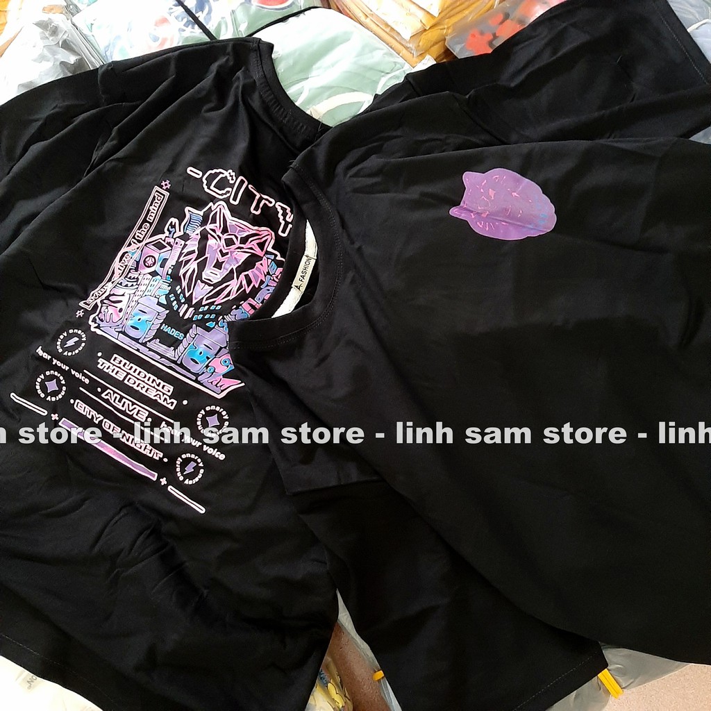 Áo thun in tay lỡ nữ freesize phông form rộng dáng Unisex - Ulzzang mặc cặp, nhóm, lớp hình ĐẦU SÓI chữ CITY màu đen | BigBuy360 - bigbuy360.vn