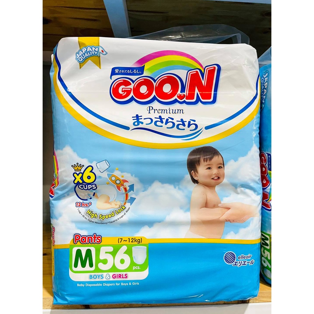 Bỉm dán /quần Goon Premium nk Thái Lan NB70. S64. M60. L50. XL46 date T11/22, 2023