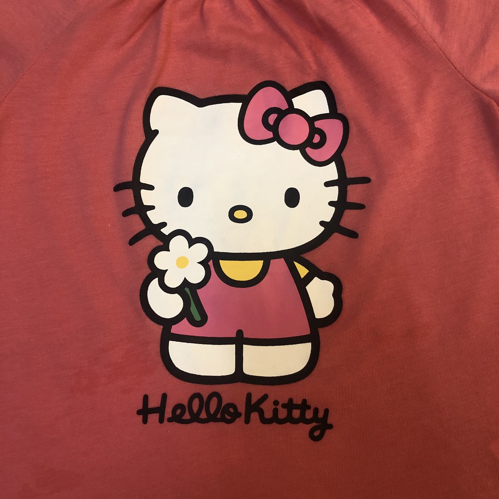 Áo thun tay ngắn mèo kitty hồng bé gái