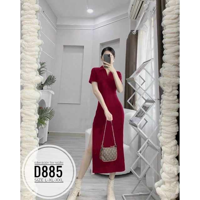 BIGSIZE Đầm body tay ngắn hở lưng D885