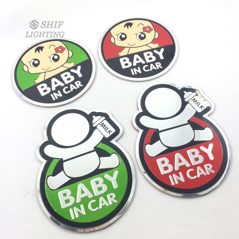 Miếng dán logo bằng nhôm họa tiết &quot;Baby in Car&quot; cho xe hơi