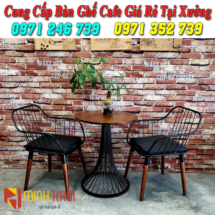 Bộ bàn ghế sắt chân gỗ cao cấp giá xưởng