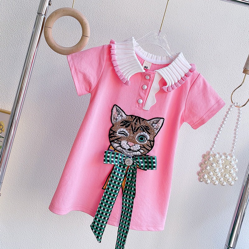 VÁY COTTON THIẾT KẾ CHO BÉ GÁI CỔ THÊU SIÊU MÁT