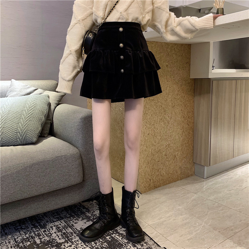 Chân Váy Nhung Dáng Chữ A Lưng Cao Xinh Xắn Theo Phong Cách Thu Đông Hàn Quốc 2020 | BigBuy360 - bigbuy360.vn